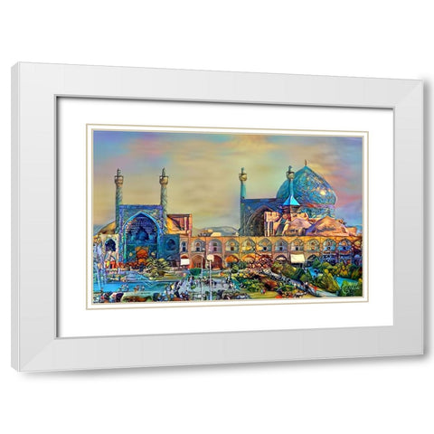 Isfahan Iran Imam Khomeini Mosque White Modern Wood Framed Art Print with Double Matting by Gavidia, Pedro