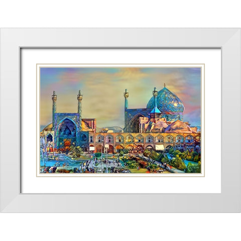 Isfahan Iran Imam Khomeini Mosque White Modern Wood Framed Art Print with Double Matting by Gavidia, Pedro