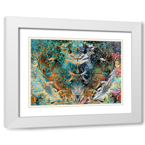 Jade Mask White Modern Wood Framed Art Print with Double Matting by Gavidia, Pedro