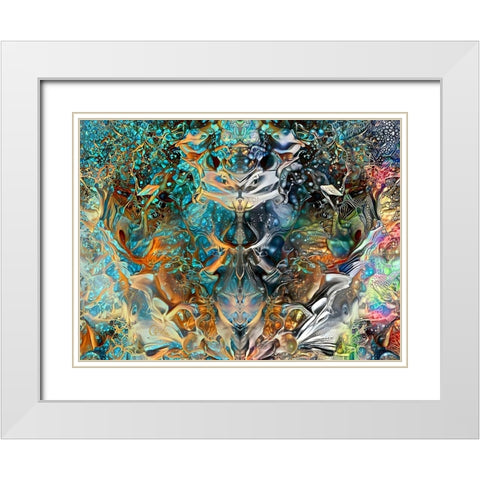 Jade Mask White Modern Wood Framed Art Print with Double Matting by Gavidia, Pedro