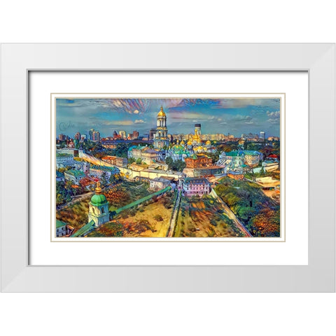 Kyiv Ukraine City White Modern Wood Framed Art Print with Double Matting by Gavidia, Pedro
