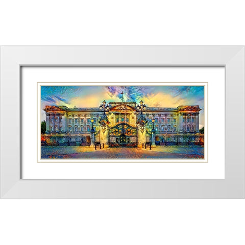 London England Buckingham Palace White Modern Wood Framed Art Print with Double Matting by Gavidia, Pedro