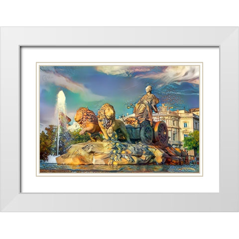Madrid Spain Cibeles Fountain White Modern Wood Framed Art Print with Double Matting by Gavidia, Pedro