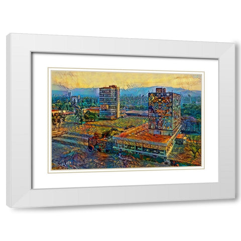 Mexico City Ciudad Universitaria University City White Modern Wood Framed Art Print with Double Matting by Gavidia, Pedro