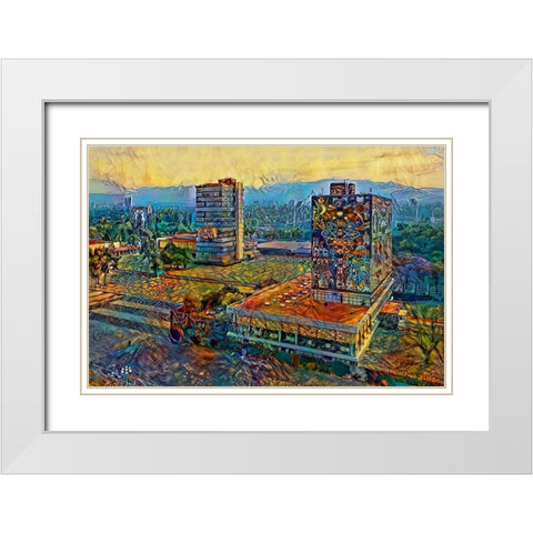 Mexico City Ciudad Universitaria University City White Modern Wood Framed Art Print with Double Matting by Gavidia, Pedro