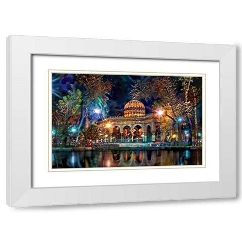Mexico City Kiosk in the Alameda de Santa MariÌa la Ribera Ver2 White Modern Wood Framed Art Print with Double Matting by Gavidia, Pedro