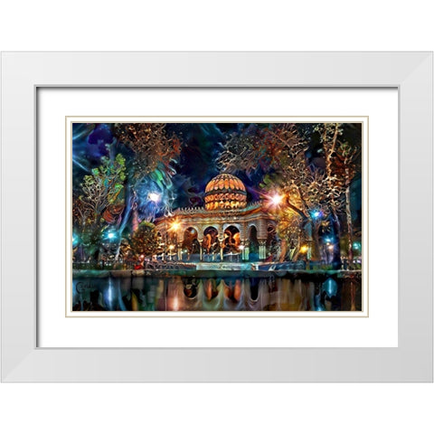 Mexico City Kiosk in the Alameda de Santa MariÌa la Ribera Ver2 White Modern Wood Framed Art Print with Double Matting by Gavidia, Pedro