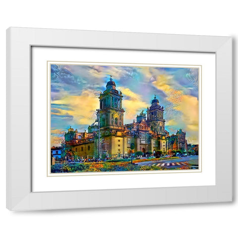 Mexico City Metropolitan Cathedral White Modern Wood Framed Art Print with Double Matting by Gavidia, Pedro