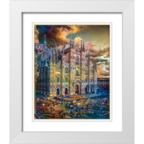 Milan Italy Domm Cathedral White Modern Wood Framed Art Print with Double Matting by Gavidia, Pedro