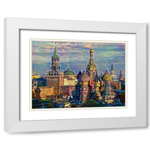 Moscow Russia domes and peaks White Modern Wood Framed Art Print with Double Matting by Gavidia, Pedro