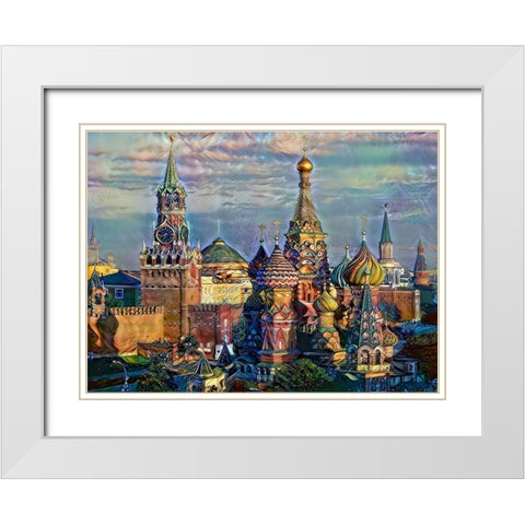 Moscow Russia domes and peaks White Modern Wood Framed Art Print with Double Matting by Gavidia, Pedro