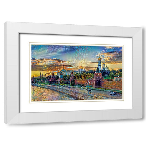 Moscow Russia Kremlin Wall White Modern Wood Framed Art Print with Double Matting by Gavidia, Pedro