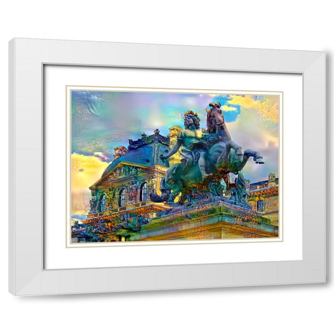 Paris France Louvre Museum Statue of Louis XIV White Modern Wood Framed Art Print with Double Matting by Gavidia, Pedro