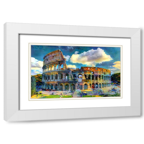 Rome Italy Colosseum Ver1 White Modern Wood Framed Art Print with Double Matting by Gavidia, Pedro