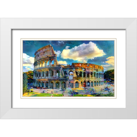 Rome Italy Colosseum Ver1 White Modern Wood Framed Art Print with Double Matting by Gavidia, Pedro