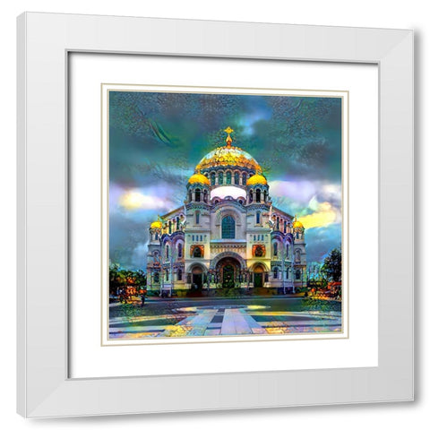 Saint Petersburg Russia Naval cathedral of Saint Nicholas in Kronstadt White Modern Wood Framed Art Print with Double Matting by Gavidia, Pedro