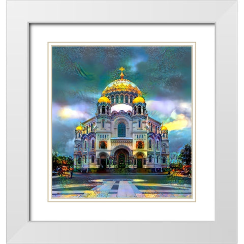 Saint Petersburg Russia Naval cathedral of Saint Nicholas in Kronstadt White Modern Wood Framed Art Print with Double Matting by Gavidia, Pedro
