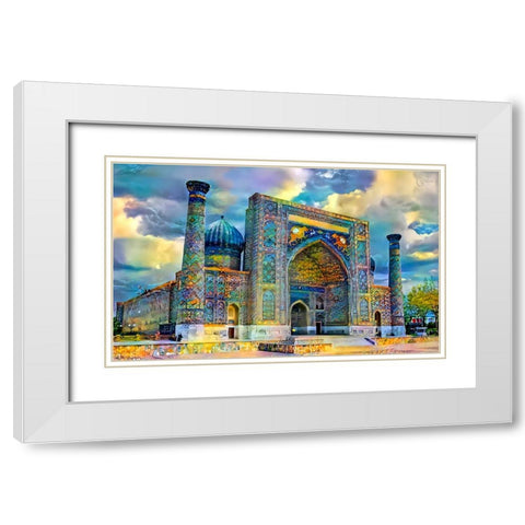 Samarkand Uzbekistan Registan White Modern Wood Framed Art Print with Double Matting by Gavidia, Pedro