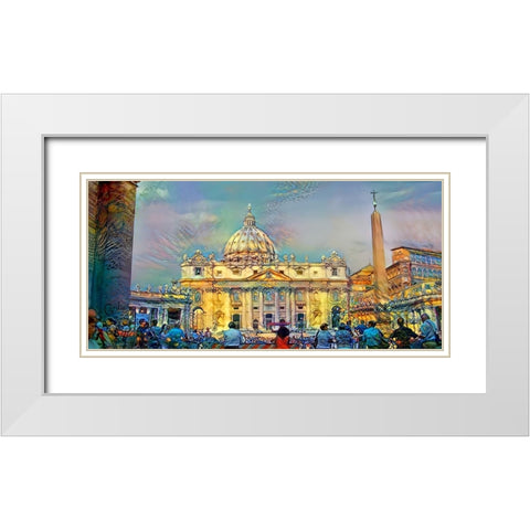 Vatican City Saint Peter Basilica White Modern Wood Framed Art Print with Double Matting by Gavidia, Pedro