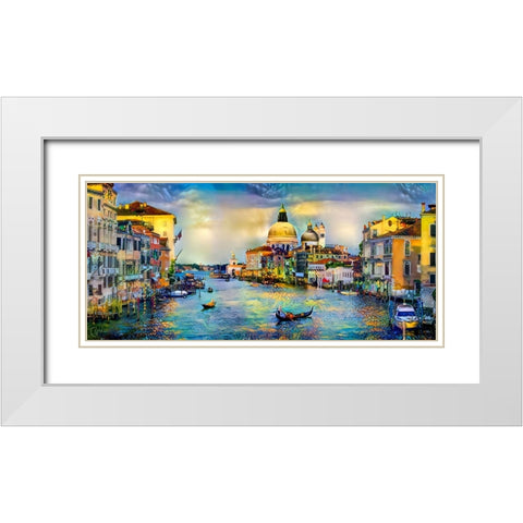 Venice Italy Grand Canal and La Salute White Modern Wood Framed Art Print with Double Matting by Gavidia, Pedro