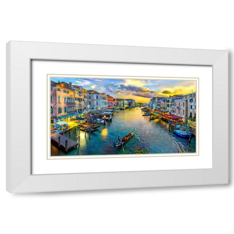 Venice Italy Grand Canal White Modern Wood Framed Art Print with Double Matting by Gavidia, Pedro