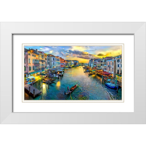 Venice Italy Grand Canal White Modern Wood Framed Art Print with Double Matting by Gavidia, Pedro