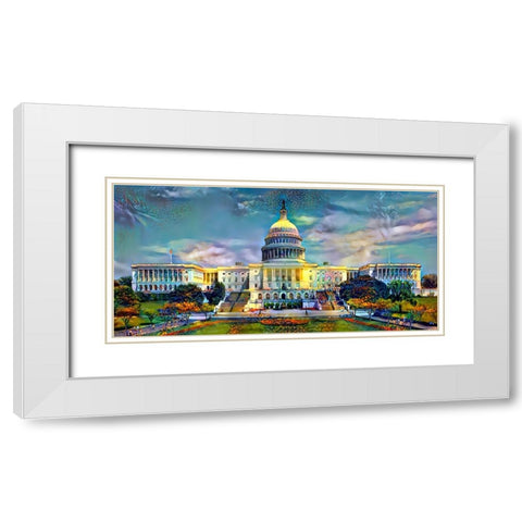 Washington United States Capitol White Modern Wood Framed Art Print with Double Matting by Gavidia, Pedro