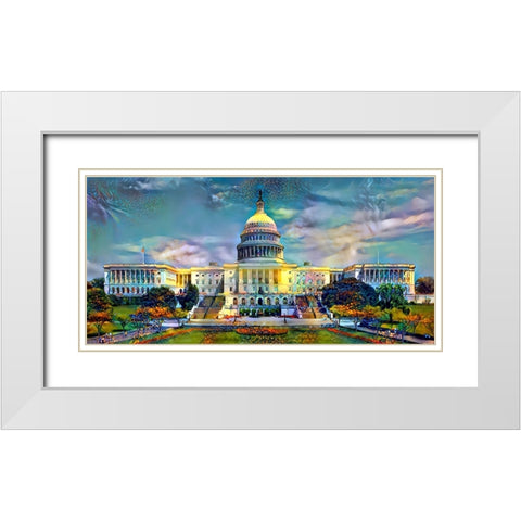 Washington United States Capitol White Modern Wood Framed Art Print with Double Matting by Gavidia, Pedro