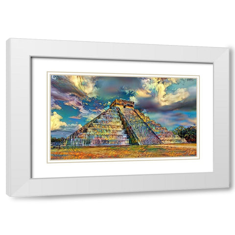 Yucatan Mexico Chichen Itza White Modern Wood Framed Art Print with Double Matting by Gavidia, Pedro