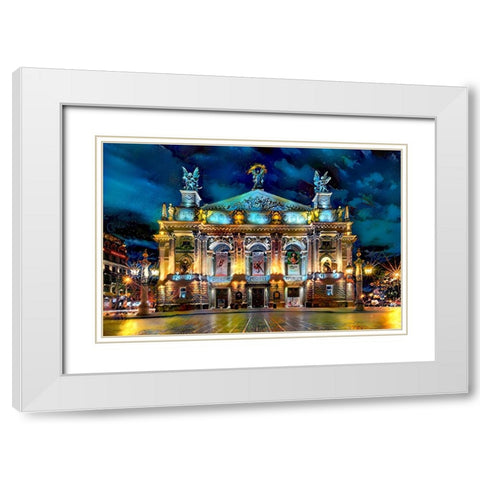 Leopolis Ukraine Opera White Modern Wood Framed Art Print with Double Matting by Gavidia, Pedro