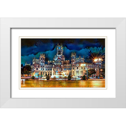 Madrid Spain Cibeles Palace White Modern Wood Framed Art Print with Double Matting by Gavidia, Pedro