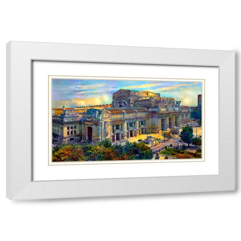 Milan Italy Central Station White Modern Wood Framed Art Print with Double Matting by Gavidia, Pedro