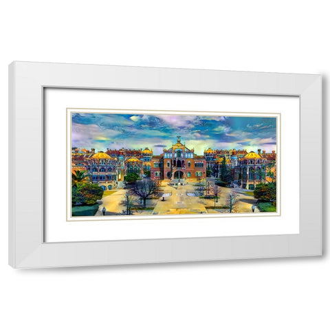 Barcelona Spain Sant Pau Hospital and Palau de la Musica Center White Modern Wood Framed Art Print with Double Matting by Gavidia, Pedro