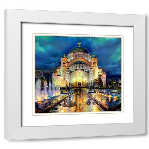 Belgrade Serbia Saint Sava Temple White Modern Wood Framed Art Print with Double Matting by Gavidia, Pedro