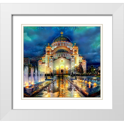 Belgrade Serbia Saint Sava Temple White Modern Wood Framed Art Print with Double Matting by Gavidia, Pedro