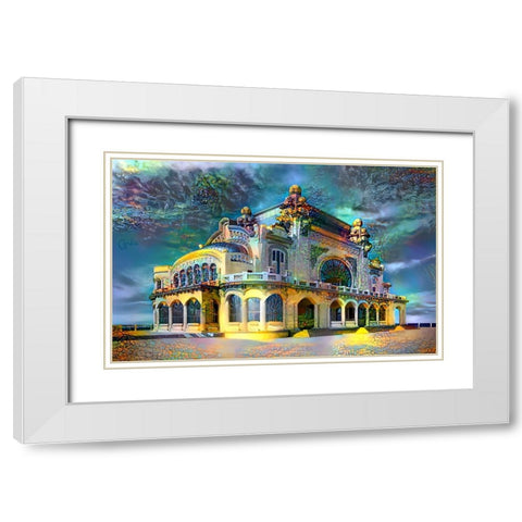 Constanta Romania Casino Promenade White Modern Wood Framed Art Print with Double Matting by Gavidia, Pedro