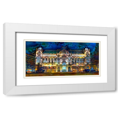 Hungary Budapest Gresham Palace White Modern Wood Framed Art Print with Double Matting by Gavidia, Pedro