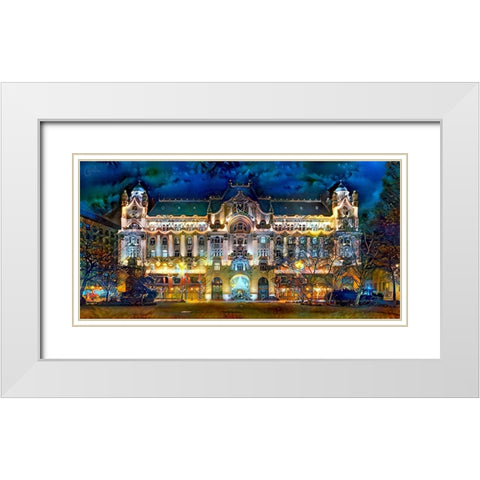Hungary Budapest Gresham Palace White Modern Wood Framed Art Print with Double Matting by Gavidia, Pedro