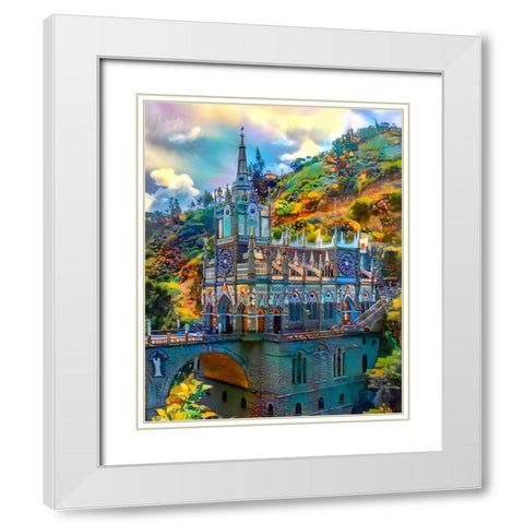Ipiales Colombia Nuestra SenÌƒora de las Lajas Sanctuary White Modern Wood Framed Art Print with Double Matting by Gavidia, Pedro