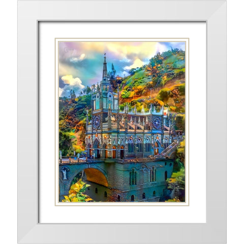 Ipiales Colombia Nuestra SenÌƒora de las Lajas Sanctuary White Modern Wood Framed Art Print with Double Matting by Gavidia, Pedro