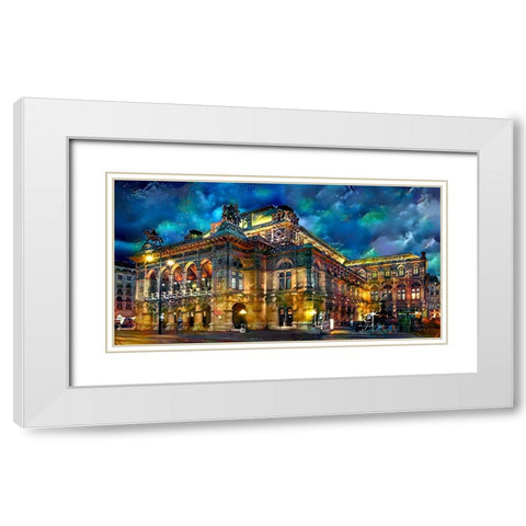Vienna Austria Opera House White Modern Wood Framed Art Print with Double Matting by Gavidia, Pedro