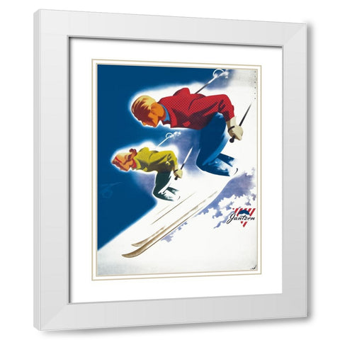 Jantzen by Binder Man and Women, Ski 1947 White Modern Wood Framed Art Print with Double Matting by Print Collection