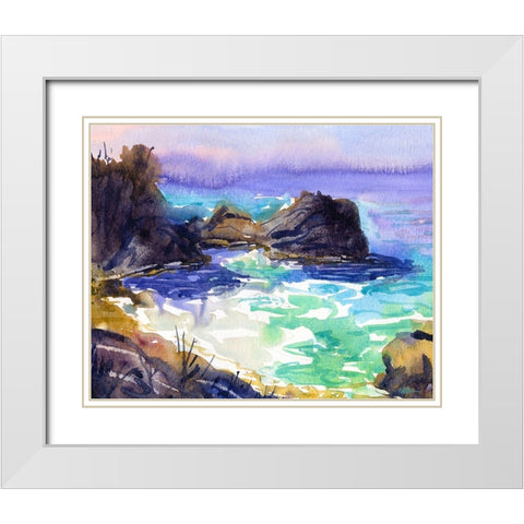 Beach Cove White Modern Wood Framed Art Print with Double Matting by Randy Noble Fine Art
