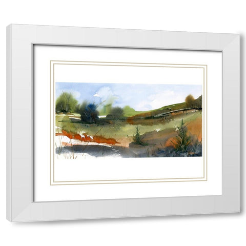 Green Valley White Modern Wood Framed Art Print with Double Matting by Randy Noble Fine Art