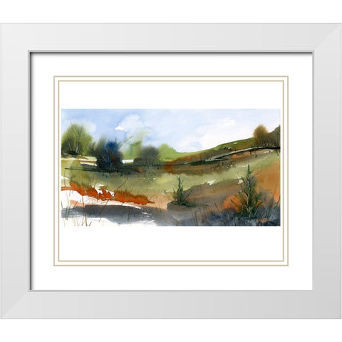 Green Valley White Modern Wood Framed Art Print with Double Matting by Randy Noble Fine Art
