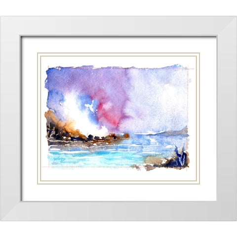 Rock Beach White Modern Wood Framed Art Print with Double Matting by Randy Noble Fine Art