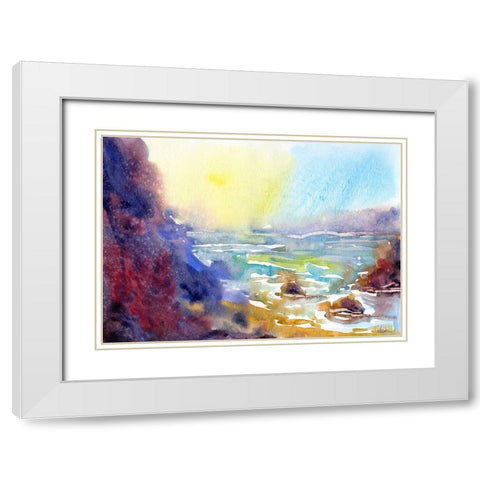 Ocean Morning White Modern Wood Framed Art Print with Double Matting by Randy Noble Fine Art
