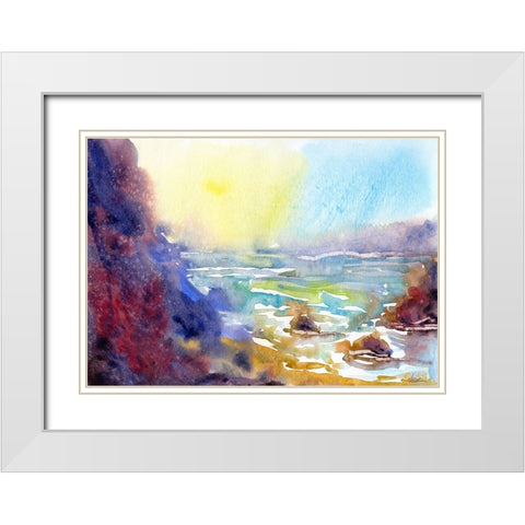 Ocean Morning White Modern Wood Framed Art Print with Double Matting by Randy Noble Fine Art