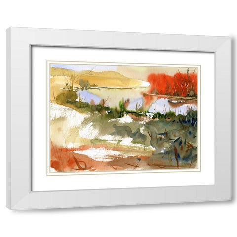 Sunrise Lake White Modern Wood Framed Art Print with Double Matting by Randy Noble Fine Art