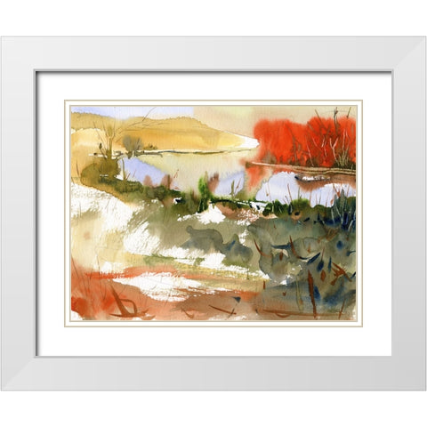 Sunrise Lake White Modern Wood Framed Art Print with Double Matting by Randy Noble Fine Art